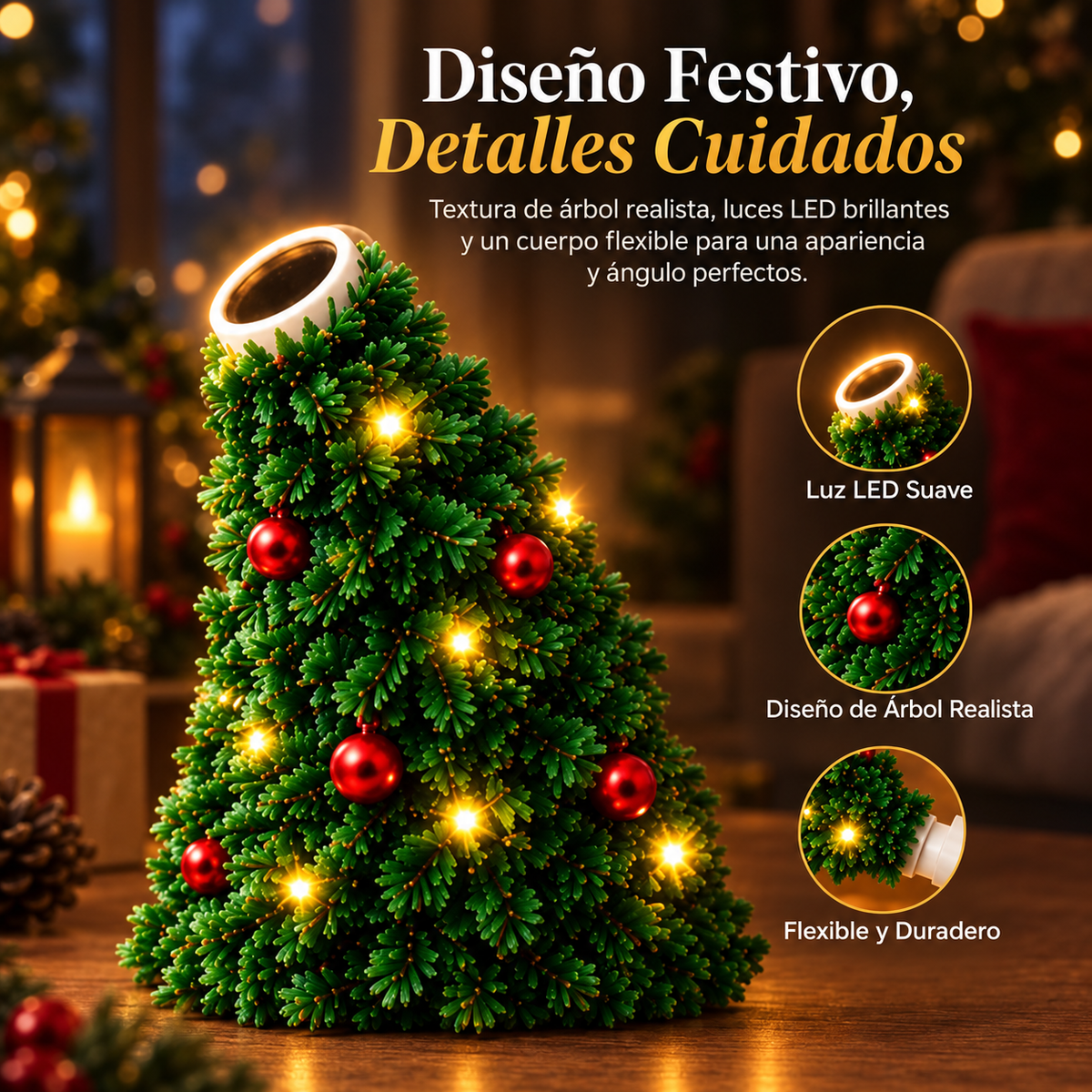 Árbol LED que proyecta Navidad en tu techo