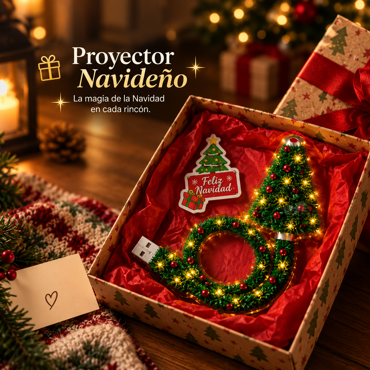 Árbol LED que proyecta Navidad en tu techo